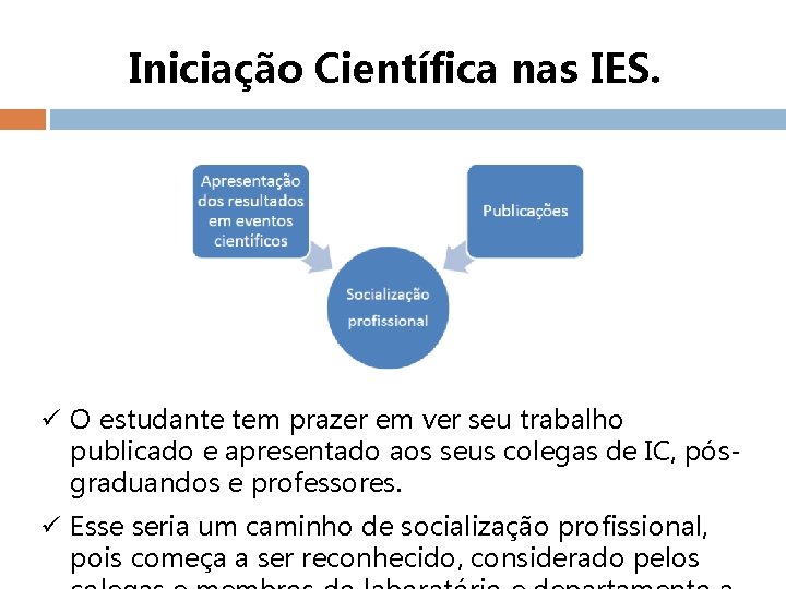 Iniciação Científica nas IES. ü O estudante tem prazer em ver seu trabalho publicado