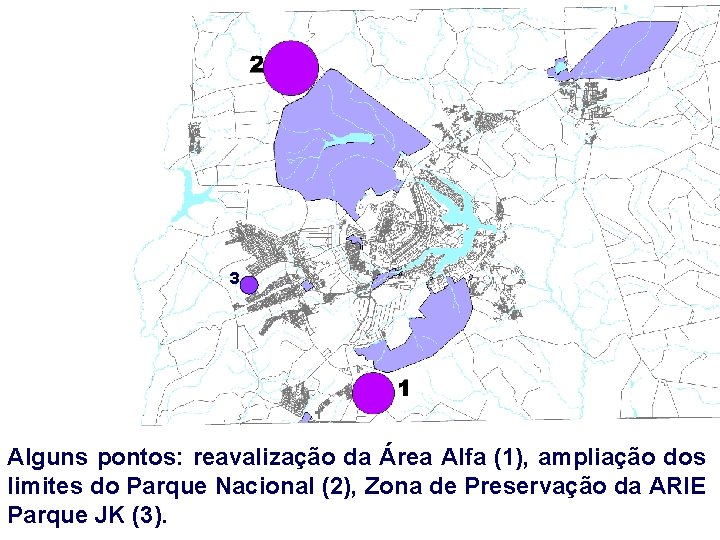 3 Alguns pontos: reavalização da Área Alfa (1), ampliação dos limites do Parque Nacional