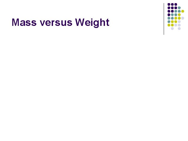 Mass versus Weight Mass versus Weight