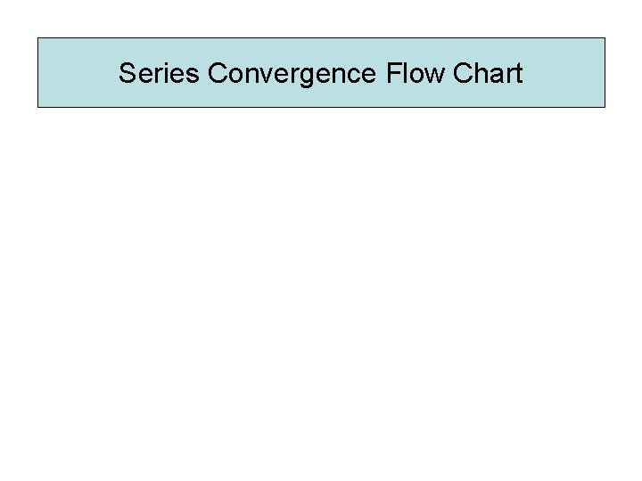 Series Convergence Flow Chart 