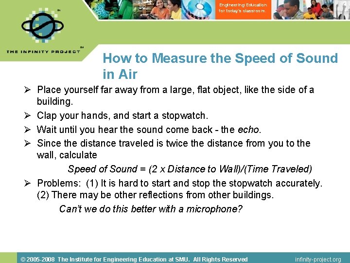 Engineering Education for today’s classroom. How to Measure the Speed of Sound in Air