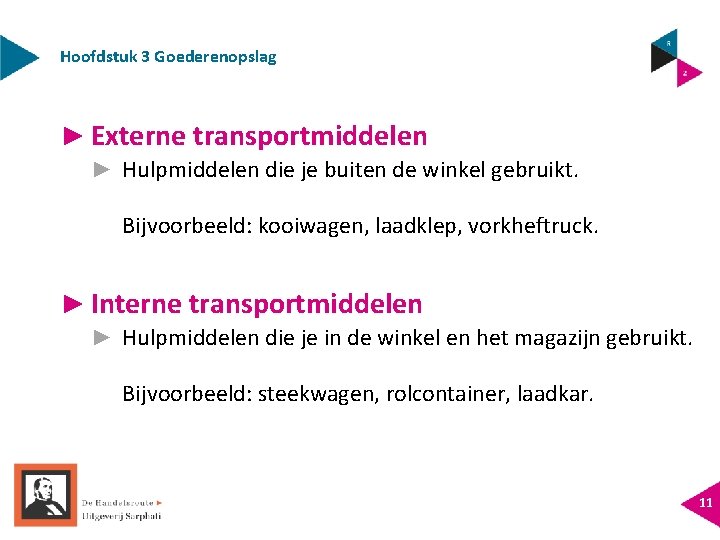 Hoofdstuk 3 Goederenopslag ► Externe transportmiddelen ► Hulpmiddelen die je buiten de winkel gebruikt.