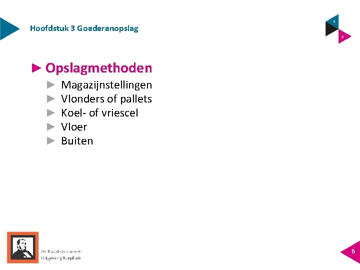 Hoofdstuk 3 Goederenopslag ► Opslagmethoden ► ► ► Magazijnstellingen Vlonders of pallets Koel- of