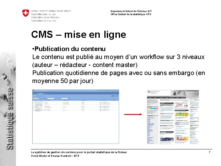 Département fédéral de l’intérieur DFI Office fédéral de la statistique OFS CMS – mise