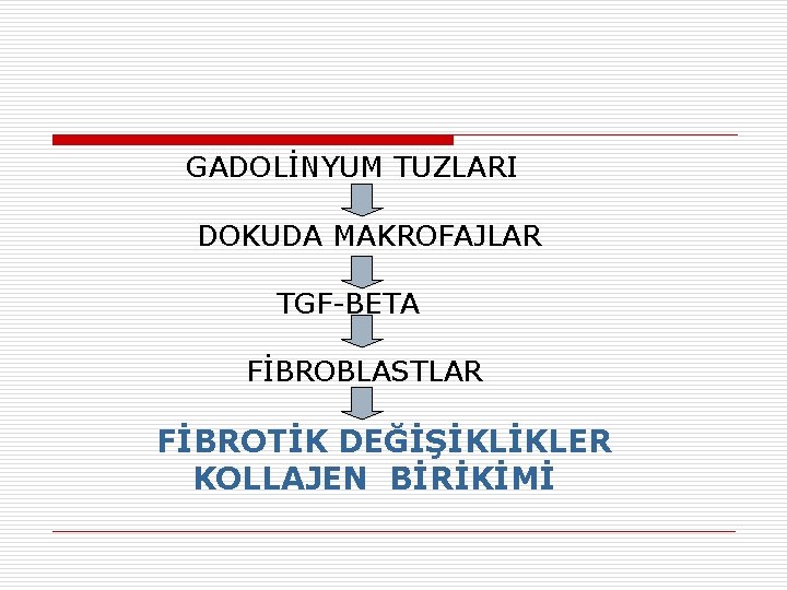 GADOLİNYUM TUZLARI DOKUDA MAKROFAJLAR TGF-BETA FİBROBLASTLAR FİBROTİK DEĞİŞİKLİKLER KOLLAJEN BİRİKİMİ 