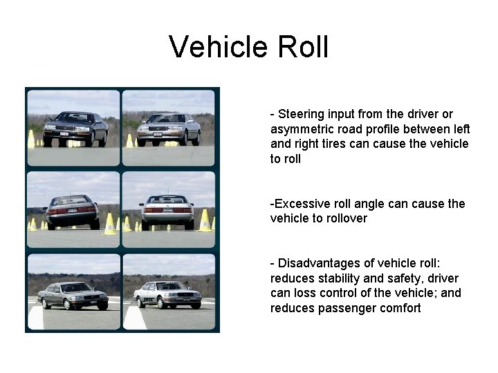 Vehicle Roll - Steering input from the driver or asymmetric road profile between left