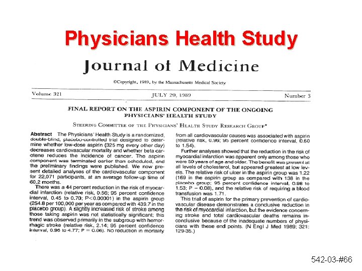 Physicians Health Study 542 -03 -#66 