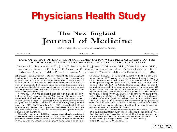 Physicians Health Study 542 -03 -#68 