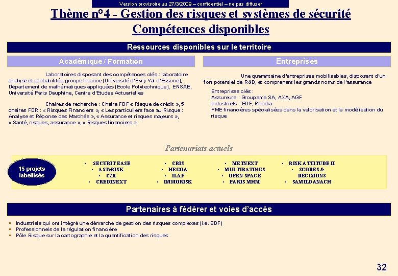 Version provisoire au 27/3/2009 – confidentiel – ne pas diffuser Thème n° 4 -