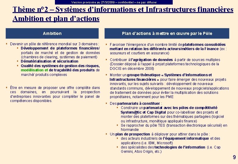 Version provisoire au 27/3/2009 – confidentiel – ne pas diffuser Thème n° 2 –