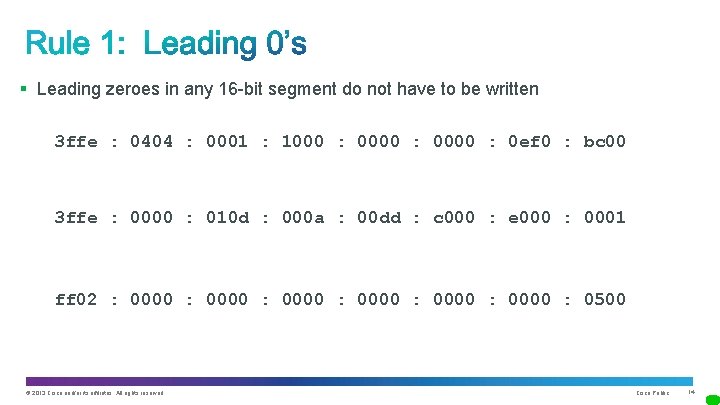 § Leading zeroes in any 16 -bit segment do not have to be written