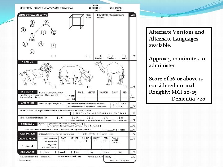 Alternate Versions and Alternate Languages available. Approx 5 -10 minutes to administer Score of