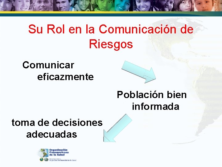 Su Rol en la Comunicación de Riesgos Comunicar eficazmente Población bien informada toma de