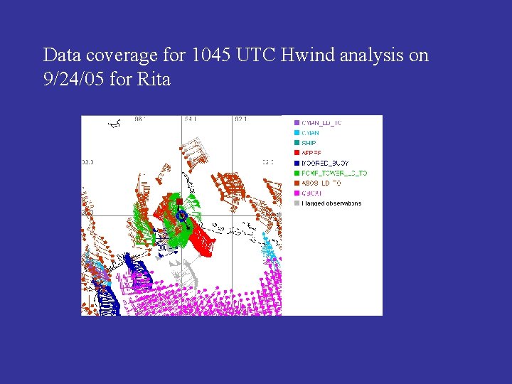 Data coverage for 1045 UTC Hwind analysis on 9/24/05 for Rita 