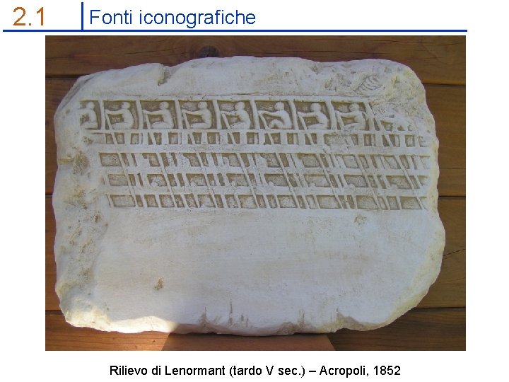 2. 1 Fonti iconografiche Rilievo di Lenormant (tardo V sec. ) – Acropoli, 1852