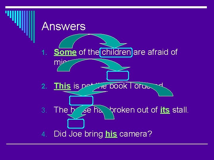 Answers 1. Some of the children are afraid of mice. 2. This is not