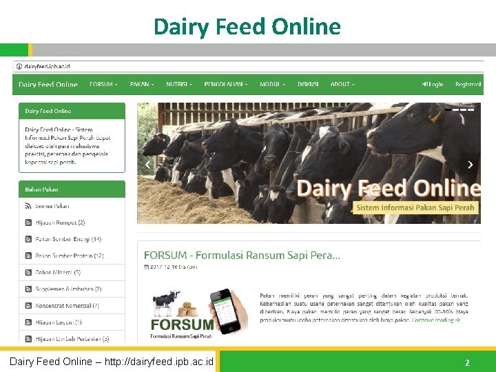 Dairy Feed Online – http: //dairyfeed. ipb. ac. id 2 