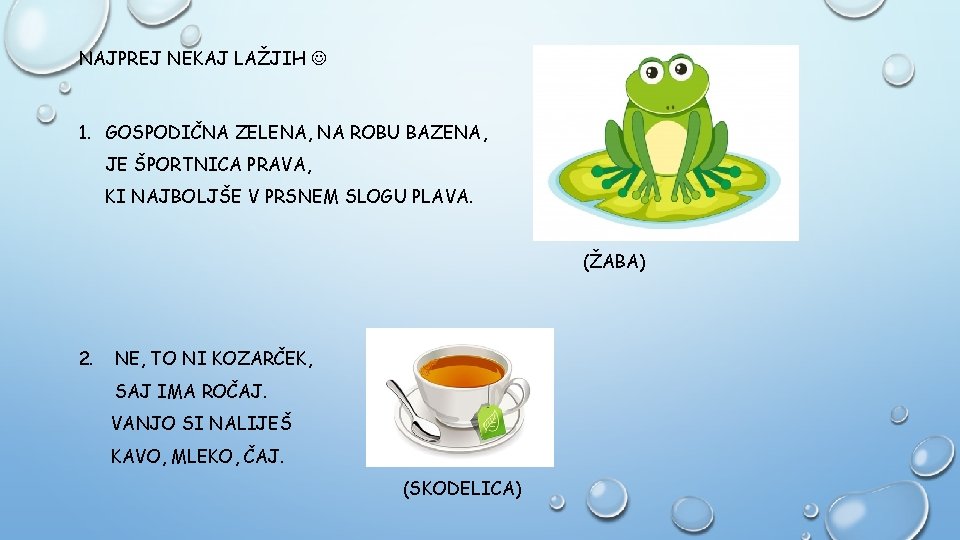 NAJPREJ NEKAJ LAŽJIH 1. GOSPODIČNA ZELENA, NA ROBU BAZENA, JE ŠPORTNICA PRAVA, KI NAJBOLJŠE