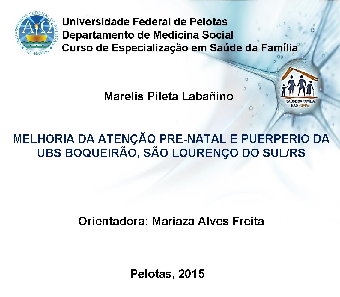 Universidade Federal de Pelotas Departamento de Medicina Social Curso de Especialização em Saúde da