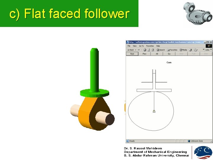 c) Flat faced follower 