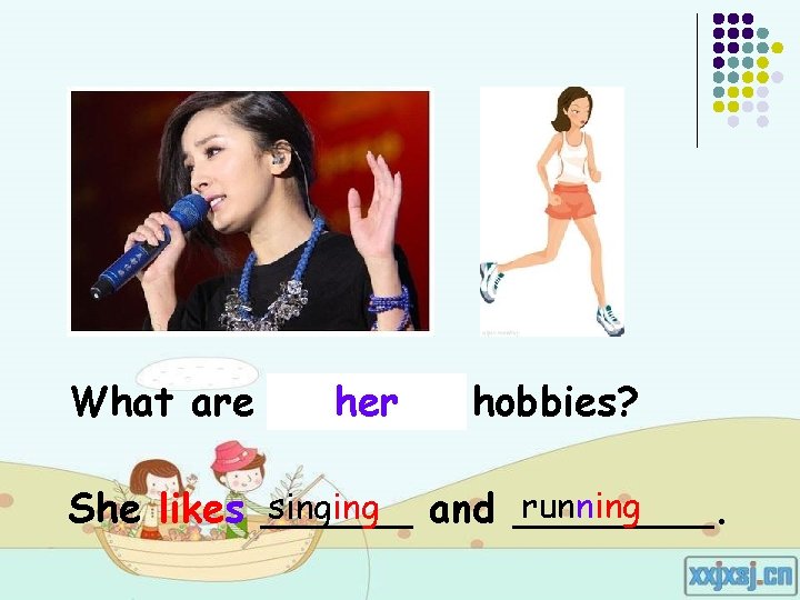 What are Yang her. Mi’s hobbies? running singing and ____. She likes ______ What are Yang her. Mi’s hobbies? running singing and ____. She likes ______