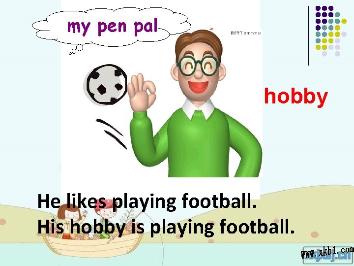 my pen pal hobby He likes playing football. His hobby is playing football. my pen pal hobby He likes playing football. His hobby is playing football.