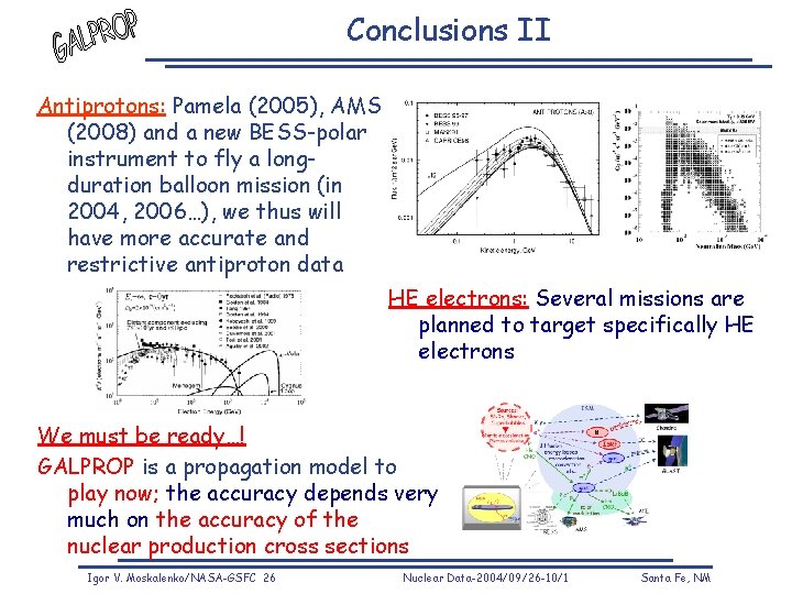 Conclusions II Antiprotons: Pamela (2005), AMS (2008) and a new BESS-polar instrument to fly