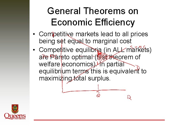 General Theorems on Economic Efficiency • Competitive markets lead to all prices being set