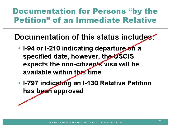 Documentation for Persons “by the Petition” of an Immediate Relative Documentation of this status