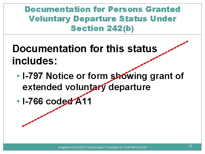 Documentation for Persons Granted Voluntary Departure Status Under Section 242(b) Documentation for this status