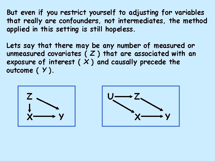 But even if you restrict yourself to adjusting for variables that really are confounders,