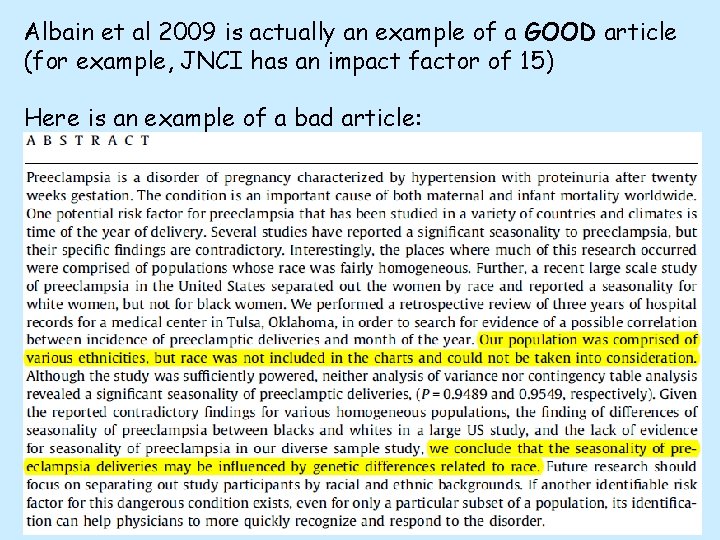 Albain et al 2009 is actually an example of a GOOD article (for example,