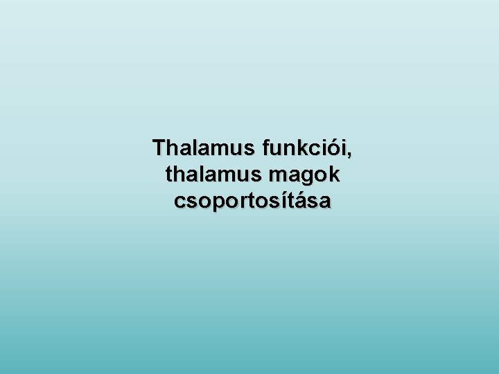 Thalamus funkciói, thalamus magok csoportosítása 