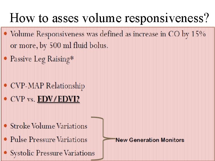 How to asses volume responsiveness? 