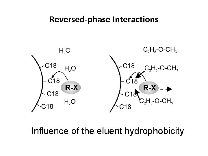 Reversed-phase Interactions Influence of the eluent hydrophobicity 