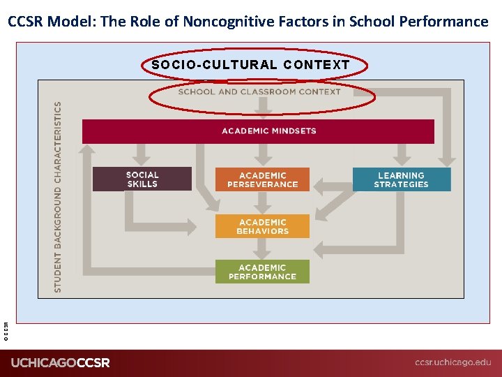 CCSR Model: The Role of Noncognitive Factors in School Performance © CCSR SOCIO-CULTURAL CONTEXT