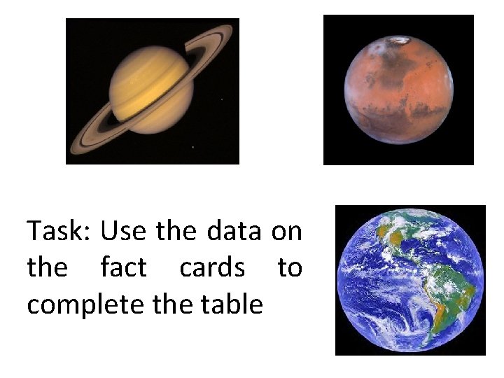 Task: Use the data on the fact cards to complete the table 