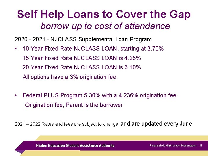 Self Help Loans to Cover the Gap borrow up to cost of attendance 2020