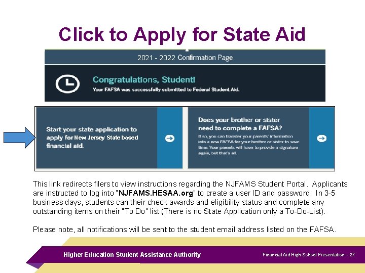 Click to Apply for State Aid 2021 - 2022 New Jersey State based This