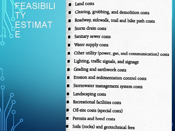 FEASIBILI TY ESTIMAT E 