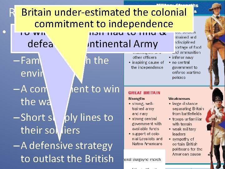 Britain under-estimated Revolutionary War the colonial commitment to independence To the win, American the