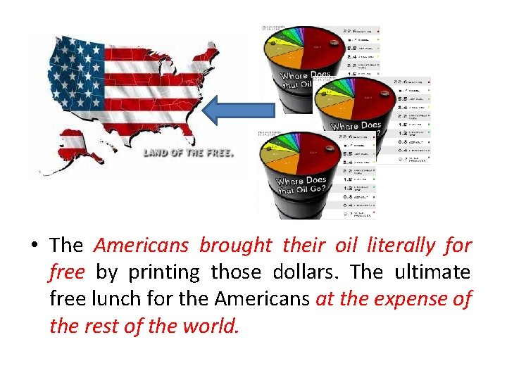• The Americans brought their oil literally for free by printing those dollars. • The Americans brought their oil literally for free by printing those dollars.