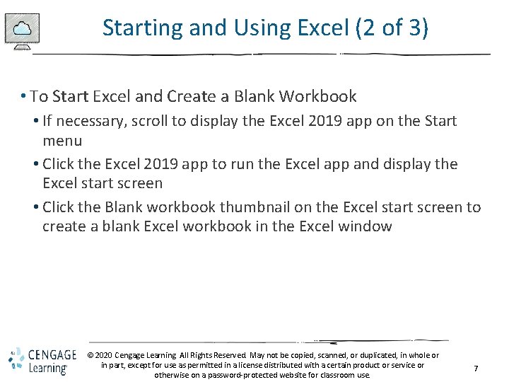 Starting and Using Excel (2 of 3) • To Start Excel and Create a