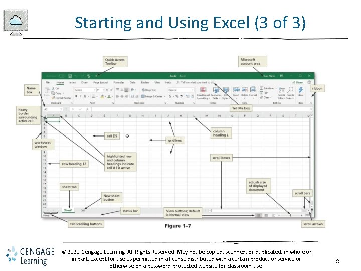 Starting and Using Excel (3 of 3) © 2020 Cengage Learning. All Rights Reserved.