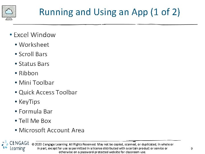 Running and Using an App (1 of 2) • Excel Window • Worksheet •