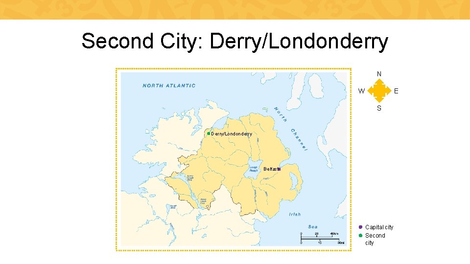 Second City: Derry/Londonderry N W E S Derry/Londonderry Belfast Capital city Second city 
