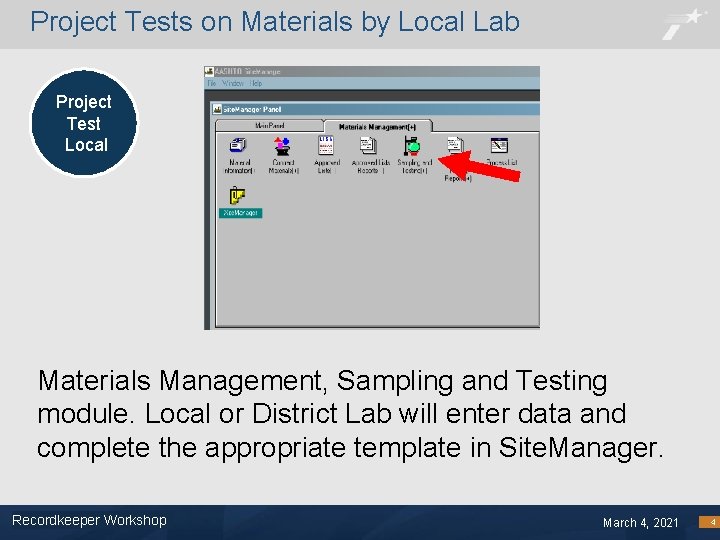 Project Tests on Materials by Local Lab Project Test QM Local Materials Management, Sampling
