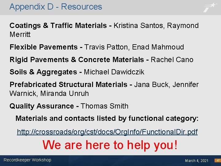 Appendix D - Resources Coatings & Traffic Materials - Kristina Santos, Raymond Merritt Flexible