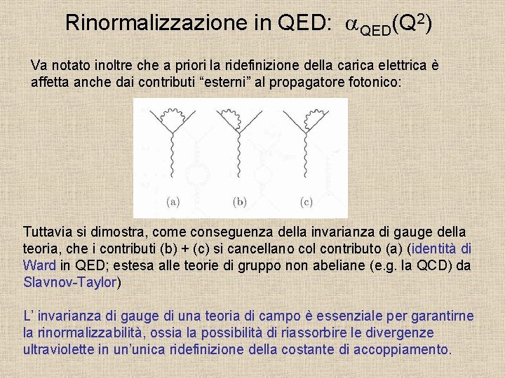 Rinormalizzazione in QED: a. QED(Q 2) Va notato inoltre che a priori la ridefinizione