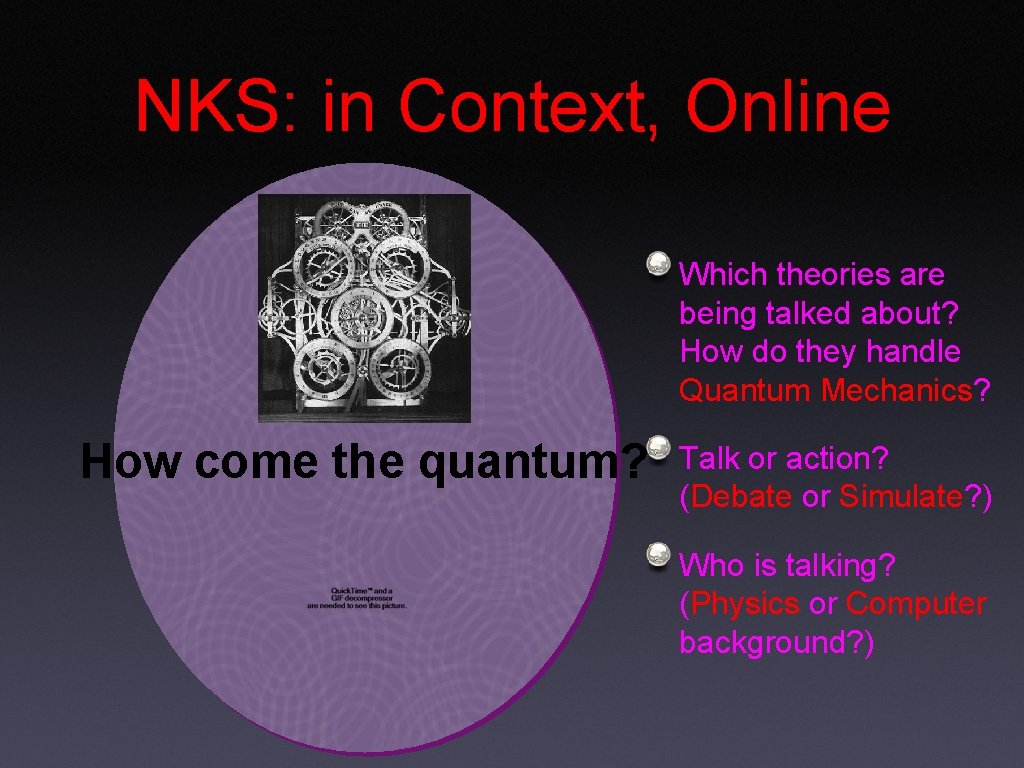 NKS: in Context, Online Which theories are being talked about? How do they handle